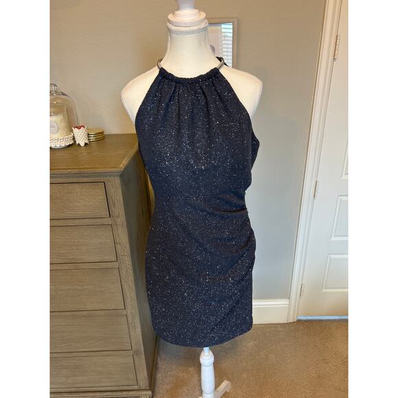 Eliza J |  Charcoal Gray  Cocktail Halter Dress | 8 - Picture 4 of 14